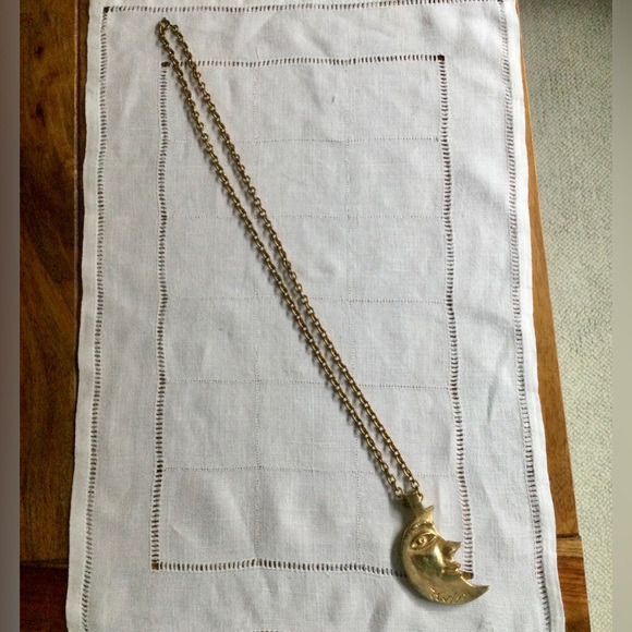 Daniel Harris Aka ZEV Double Sided Crescent Moon Face Necklace - Pendant w Chain - Picture 5 of 7